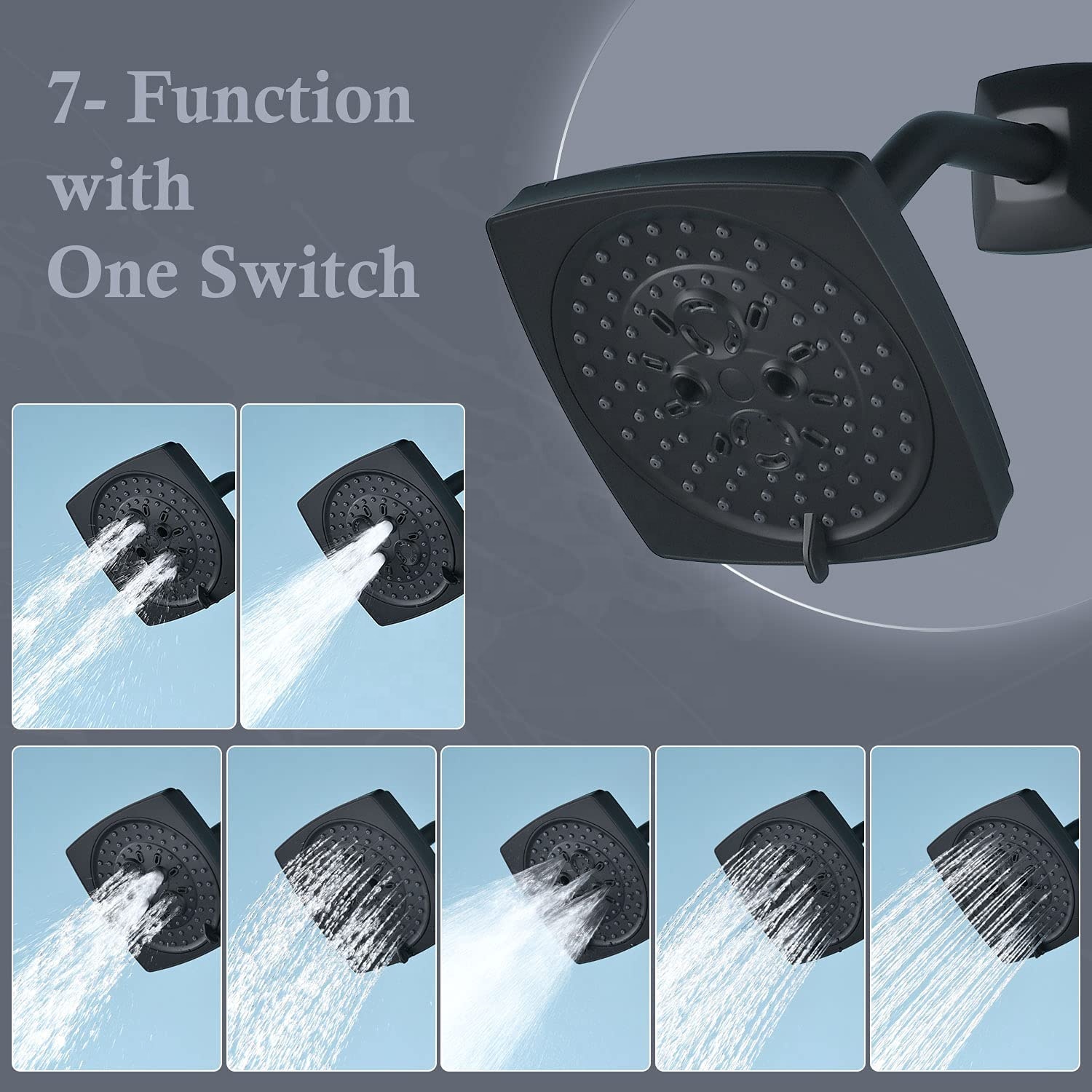 APT150-MB Mezclador cuadrado Grifo de ducha negro Grifos de ducha de baño Juego de ducha de grifo negro