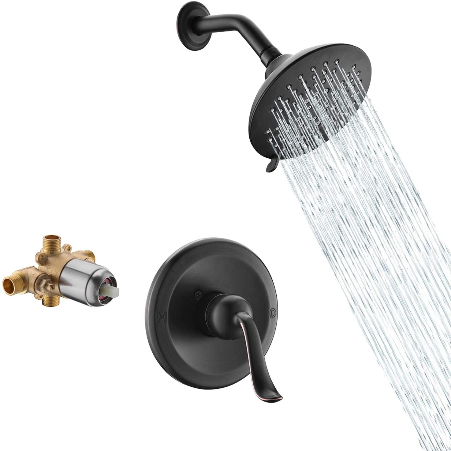 Grifo de baño Mezclador de ducha oculto negro Grifo de sistema de ducha de lluvia