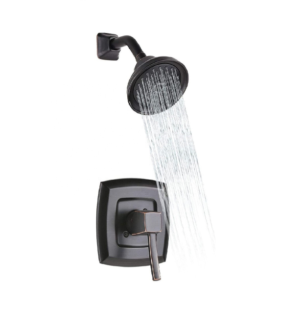 Juego de ducha negra de bronce con grifo de bañera de cascada de alta presión para baño